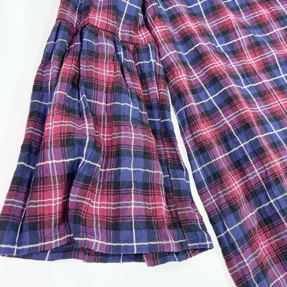 The Nines by Hatch Blouse Womens Medium Blue & Red Plaid Button-Back Bell Sleeve - Picture 2 of 11